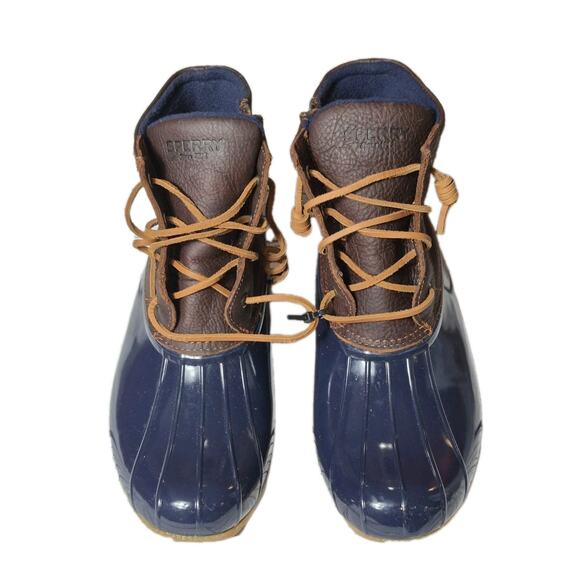 Sperry Saltwater Duck Boot Navy/Brown Womens Size 10M Leather Upper, Ankle Boot - Picture 1 of 9